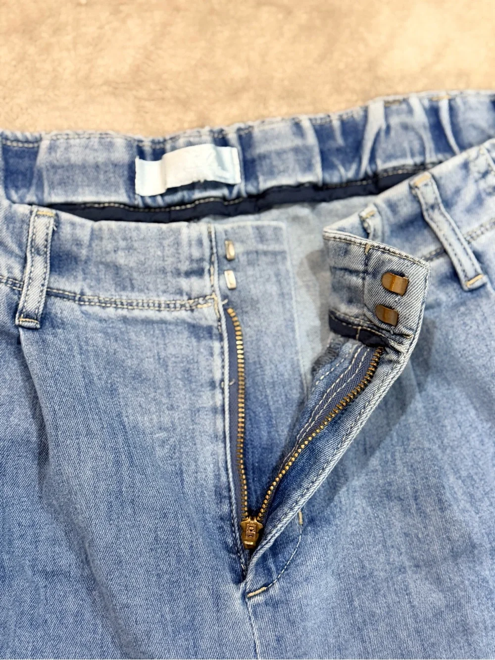 1822 Denim Wide Leg Pleated Denim Culottes Crop Pants Sz 12/31 Mom Croquette